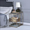 Enca 2Pc Pack Nesting Tables Set, Antique Brass & Clear Glass
